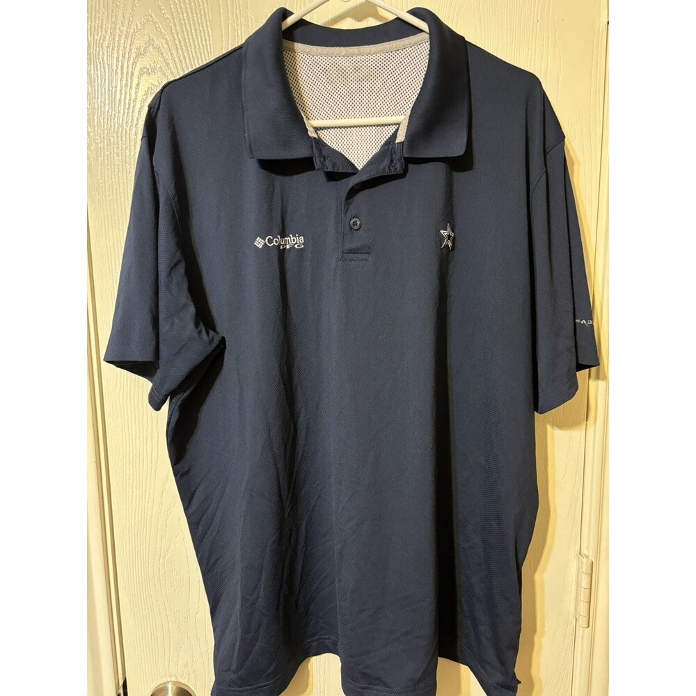 Columbia PFG Dallas Cowboys Size XL Short Sleeve Polo Blue Omni Air Football NFL
